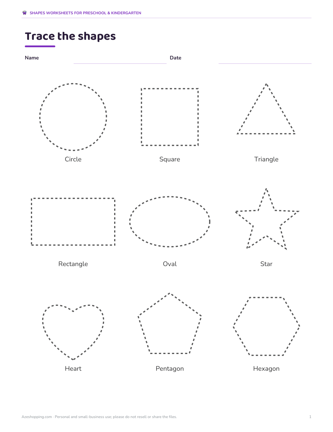 Preview of the first page of Trace the shapes