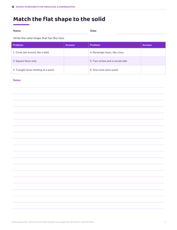 Preview of 2D and 3D Shapes Worksheet